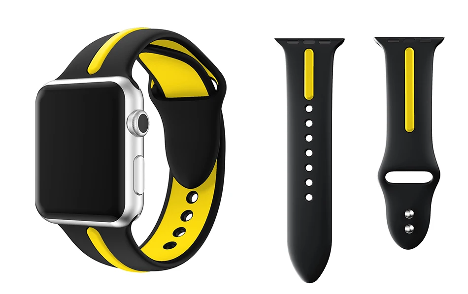 Спортивный силиконовый ремешок для наручных часов Apple Watch, ремешок 42 мм, длина-44 мм, 40 мм, 38 мм, версия наручных часов Iwatch серии 4/3/2/1 наручные часы браслет ремешок для ремня