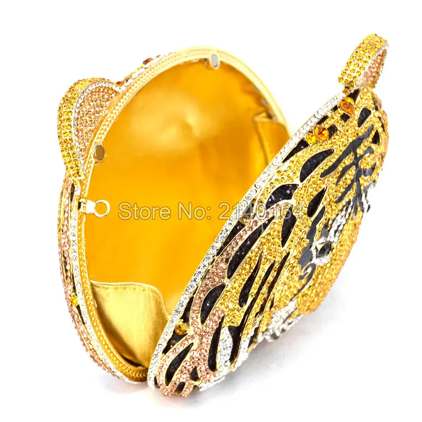 Золотые вечерние сумки с кристаллами тигра Женская Роскошная Сумка клатч сумка