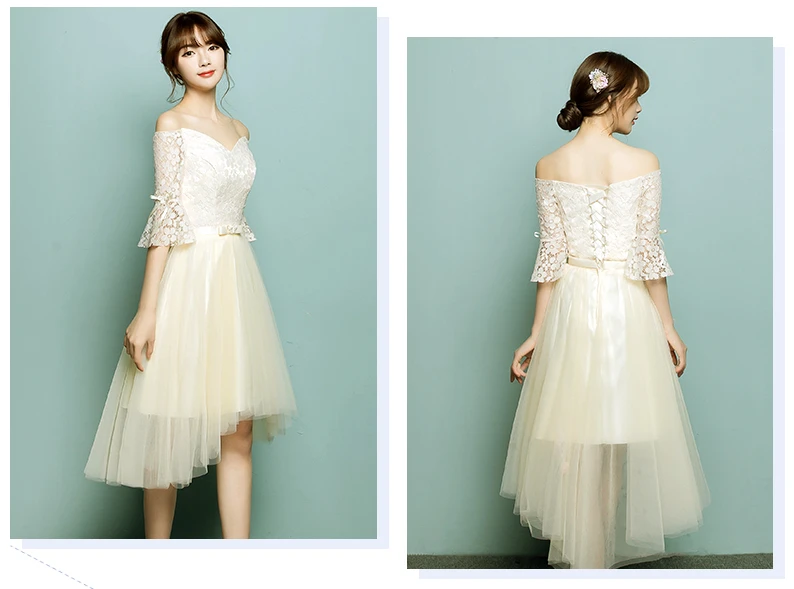 Кружевное Тюлевое платье с вырезом лодочкой и рукавом до локтя для выпускного