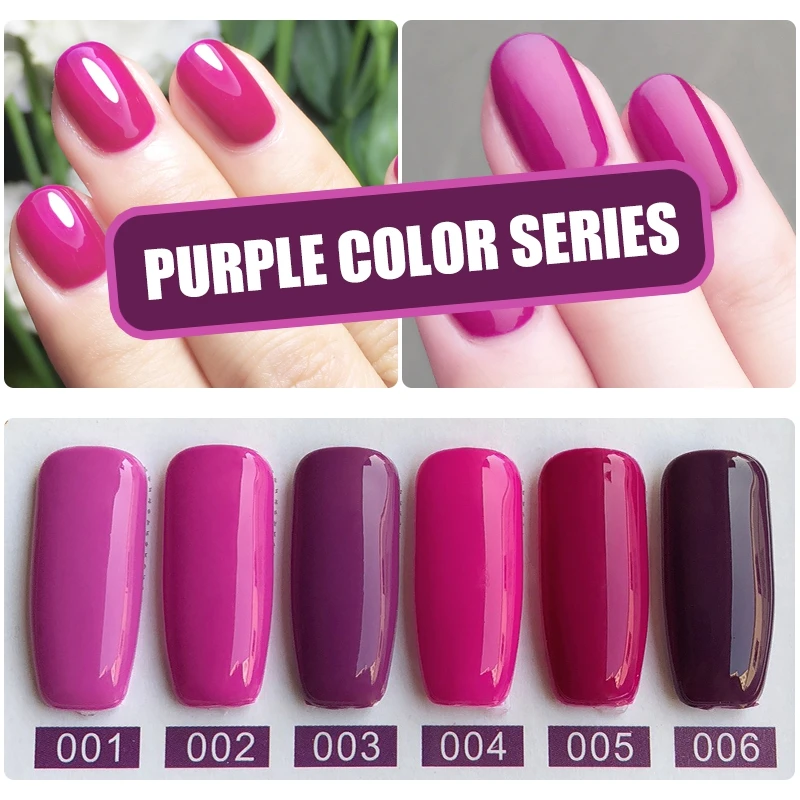 Гель-лак MIZHSE 6 шт. в наборе, лак для ногтей Esmaltes Para Pintar Unha, индивидуальная этикетка, УФ гель-праймер, Гель-лак для ногтей, лак для ногтей - Цвет: Purple