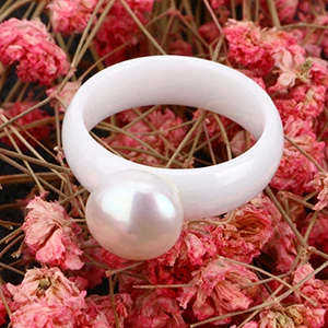 White Ring Женское Брендовое кольцо из нержавеющей стали серебряного цвета, кольца с искусственным жемчугом, здоровые керамические кольца для женщин, ювелирные изделия оптом - Цвет основного камня: White Ring