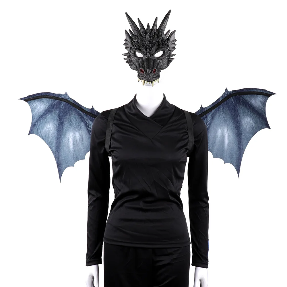 Adult Boy and Girl New Year Decoration Carnival Party Animal Costume Dragon Cosplay Masquerade Face Mask Wings | Тематическая