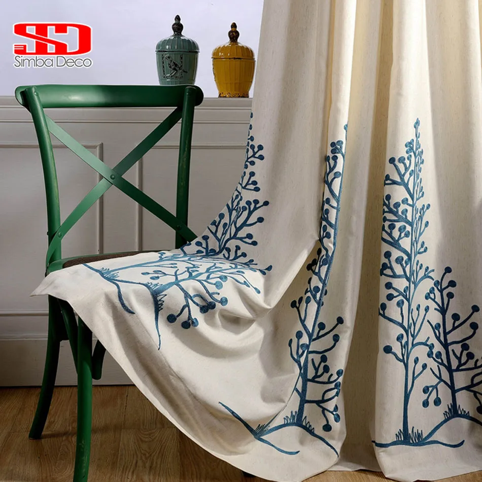 

Cotton Fabric Curtains For Bedroom Trees Leaf Roman Blinds Blackout Drapes Window Vorhang Embroidered Cortinas For Living Room