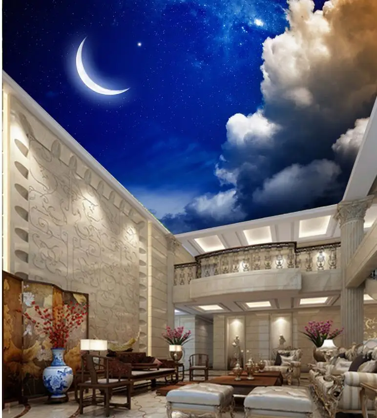 Пользовательские фото обои большие 3D стерео романтические голубые потолки