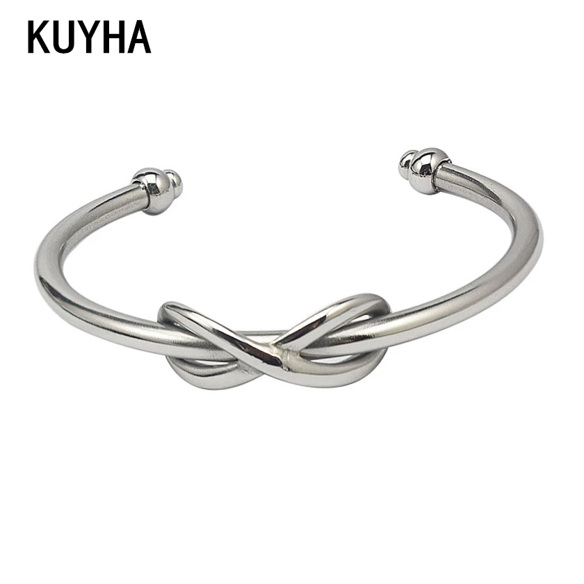 

Fashionista gold color knot bangle & bracelet 316L Stainless Steel Bracelet