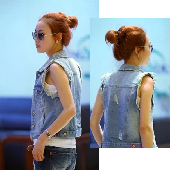 2015 Hot Women Punk Frayed Denim Jean 