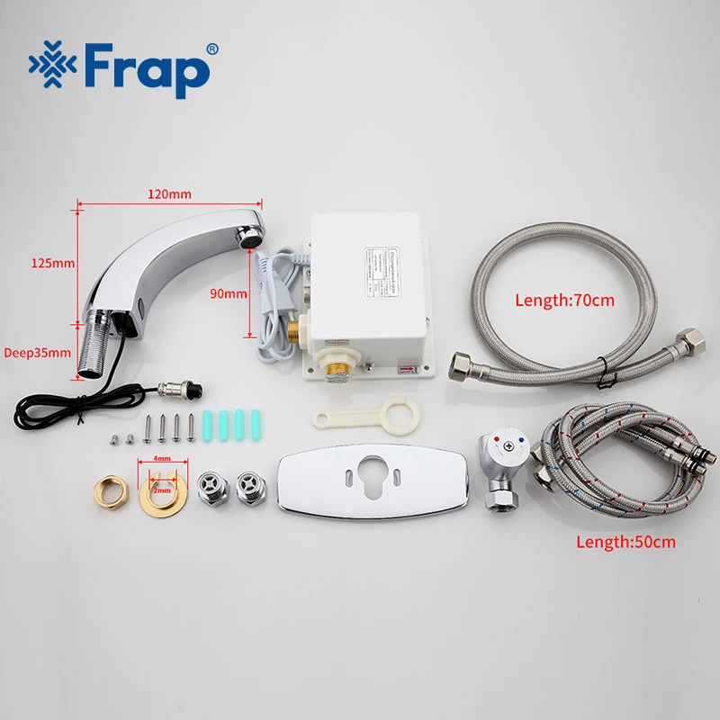 

Frap New Sensor Faucet Toilet Basin Tap Chrome Finished Bathroom Faucet Cold and Hot Mixer Infrared Sensor Sink Faucet F512-1