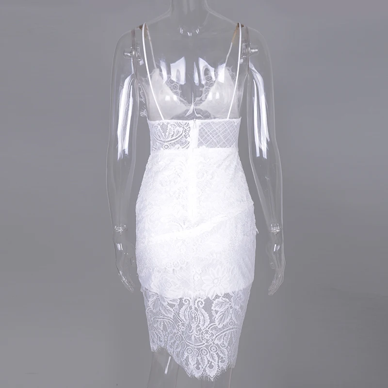 Женское кружевное платье без рукавов Parthea белое или черное облегающее средней