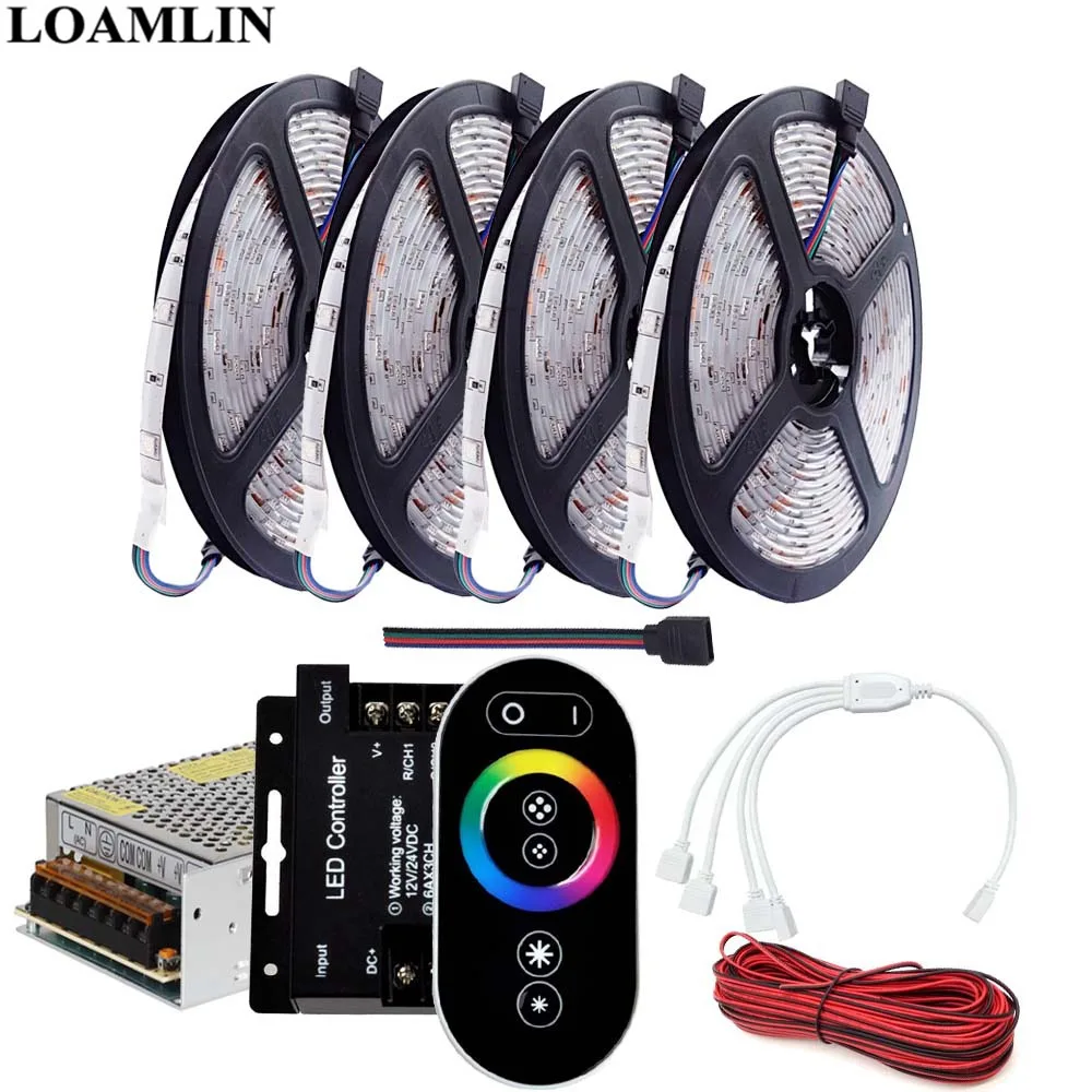 Светодиодная ленсветильник RGB 5050SMD 5 м 10 15 20 30 светодиодов на метр сенсорный пульт