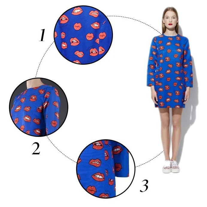 Популярные большие красные губы рот платье для женщин тренд печатных полный