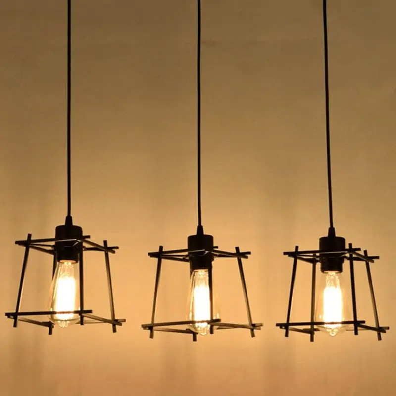 

Vintage Industrial Wind E27 Pendant Light Russia Loft Black Iron Pendant Lamp Hanging Lamp For Kitchen Dining Bedroom Cafe Bar