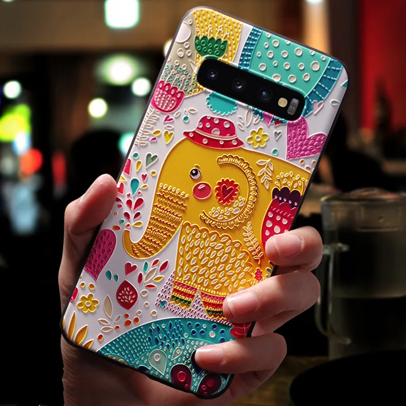 daxiang Цветок черный чехол ТПУ для samsung Galaxy S10 Plus S10e телефон Сумки Чехол 3D Матовый тиснение Coque для samsung S10Plus S10 Plus чехол s - Цвет: daxiang