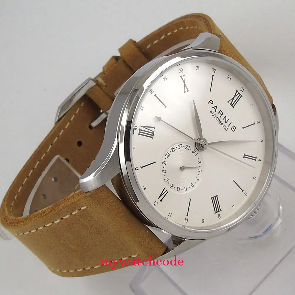 42 мм Parnis off-white циферблат 24 часа sea-gull автоматический механизм мужские часы