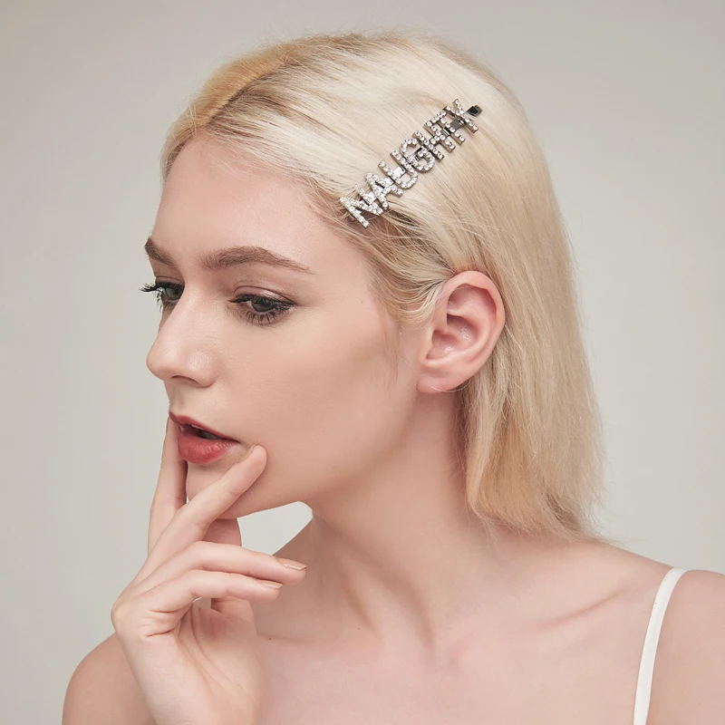 &quotОзорной&quot слово заколки для волос кристалл буквы Бобби шпильки Hairslide Горячая