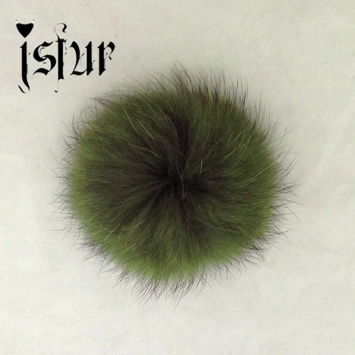 green 13-14cm енот меха пом poms роскошные меха шары больше цветов - Цвет: green