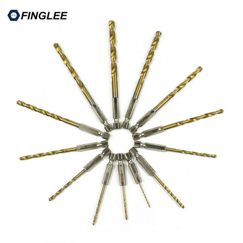 FINGLEE Power Tools Accessories HSS High Speed Steel Twist Drill Bit for Metal Titanium Coated 1/4 Hex Shank 1.5- 6.5mm | Инструменты