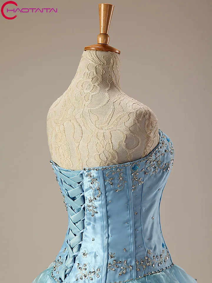 Винтаж Милая бальное платье Пышное Платье с Бисер органзы Сладкий 16 платья миди