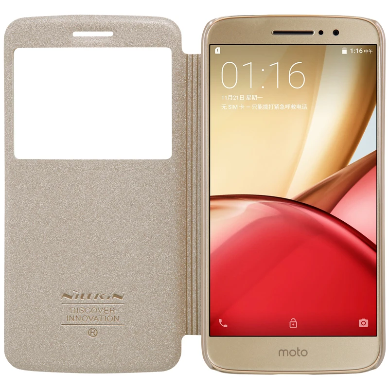 Оригинал nillkin новый блеск для moto m (xt1662) кожа case откидная крышка ударопрочный