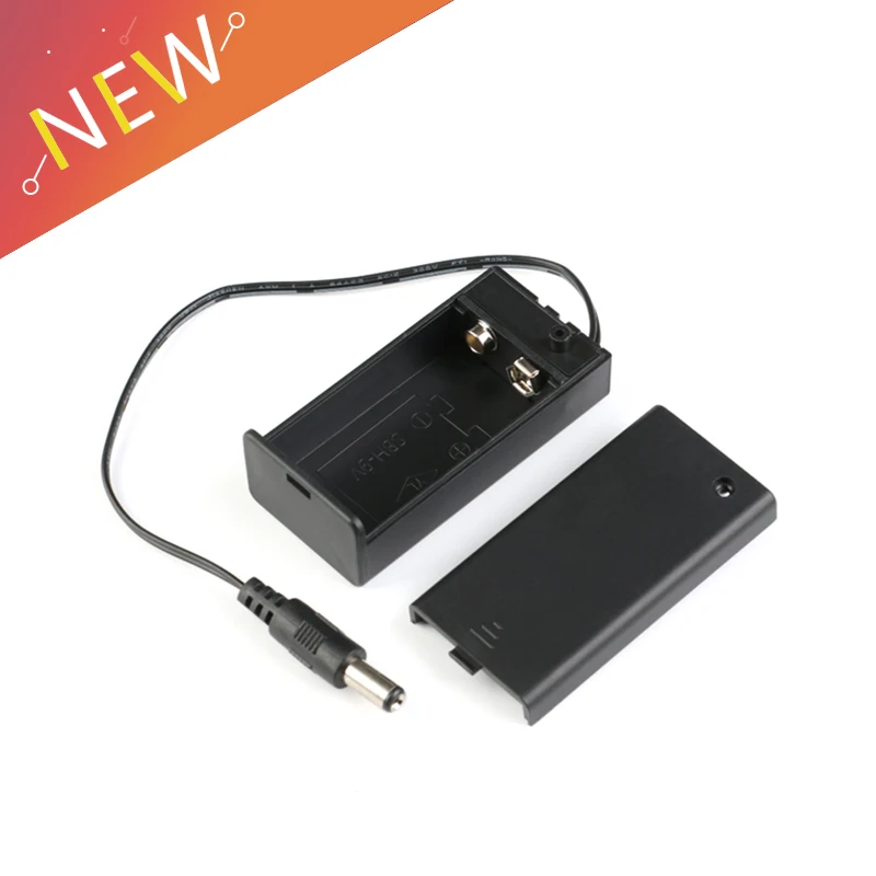 

9V Battery Holder Box Case Wire With DC Plug 5.5x2.1mm 6F22 Connector Battery Holder With Lead Wire