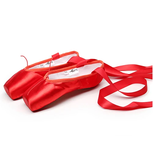 Red Pointe Shoes TIEJIAN пуанты обувь повязки девочка танец балет женщина Профессиональный Холст/Атлас танцы с губкой силиконовые подушечки для ног - Цвет: Red Pointe Shoes