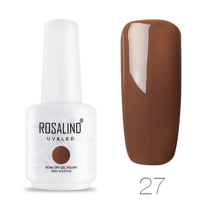 27 ROSALIND лак для ногтей 15 мл гель лак для ногтей 01-30 набор для маникюра полуперманентный замачиваемый Топ Белый праймер гель лак - Цвет: 27