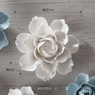 penoy white L Peony Cherry blossoms decorative wall flower dishes ceramic decorative plates handicraft porcelain flowers craft home decoration - Цвет: penoy white L
