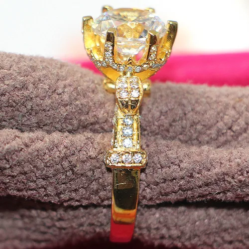 

AU750 Golden Promise Jewelry Valentine Gift Yellow Gold Ring Test Positive 4Carat Moissanite Solitaire Ring Real 18K Yellow Gold