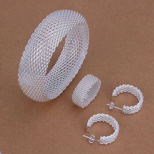 Ювелирный комплект из кольца серег и браслета сетчатой ткани|jewelry shapes|jewelry casejewelry