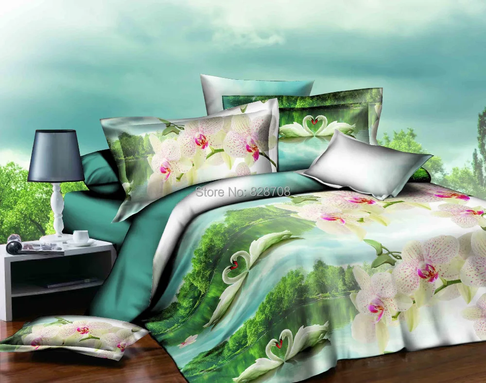 Free shipping Fashion classic brand 3D Bedding 4pcs pure cotton satin bedding set /comforter set/ duvet cover bed sheet C66 |