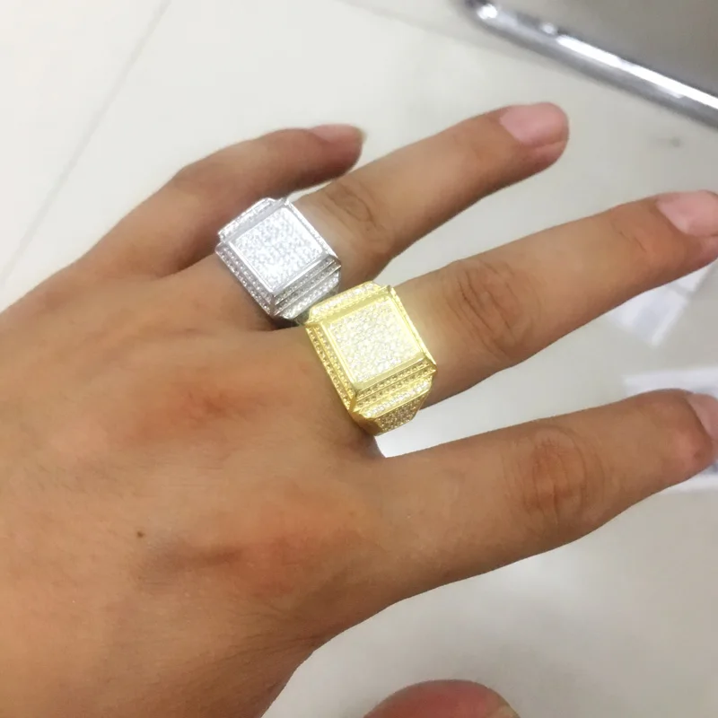 Кольцо в стиле хип-хоп новое Золотое кольцо для мужчин ювелирное изделие высокое