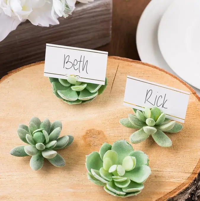 

120pcs/Lot+Natural Design Green Succulent Place Card Holders/Table Number Holder Wedding&Bridal Shower Favors lin3810