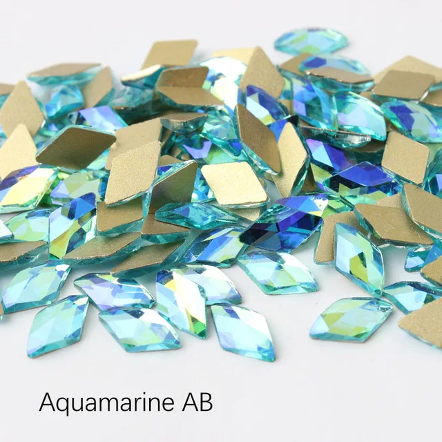 AquamarineAB Новая распродажа, корейская мода, комплект 3D ногтей Стразы ромб 6X10 мм Flatback хрустальные камни, ручная работа, для художественного оформления ногтей - Цвет: AquamarineAB