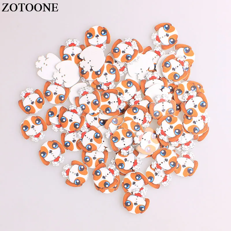 ZOTOONE с двумя отверстиями рисунком собаки для скрапбукинга рукоделия деревянные