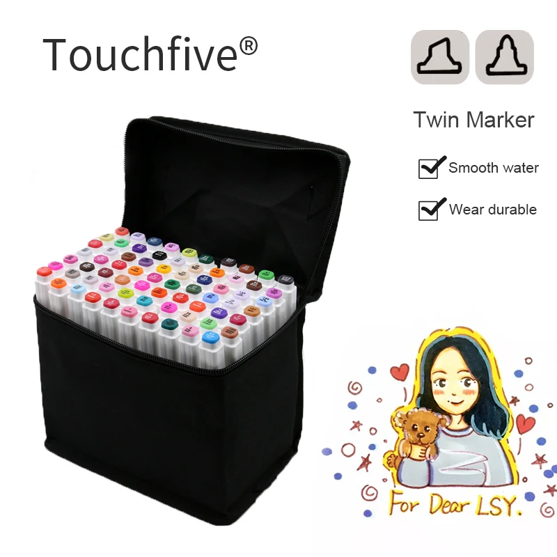 Touchfive 30/40/60/80 цветные маркеры набор эскизов для манги дизайн двойная головка Кисть