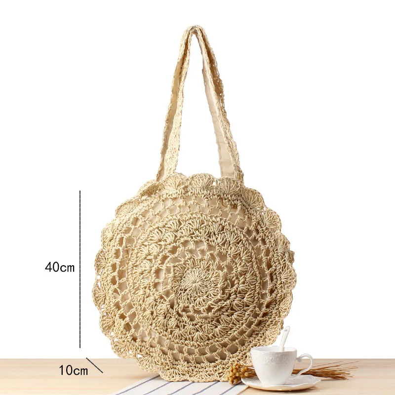 BT713Beige Соломенные сумки для женщин Летняя Повседневная тканая пляжная сумка через плечо для путешествий ручная работа женские Ротанговые сумочки - Цвет: BT713Beige