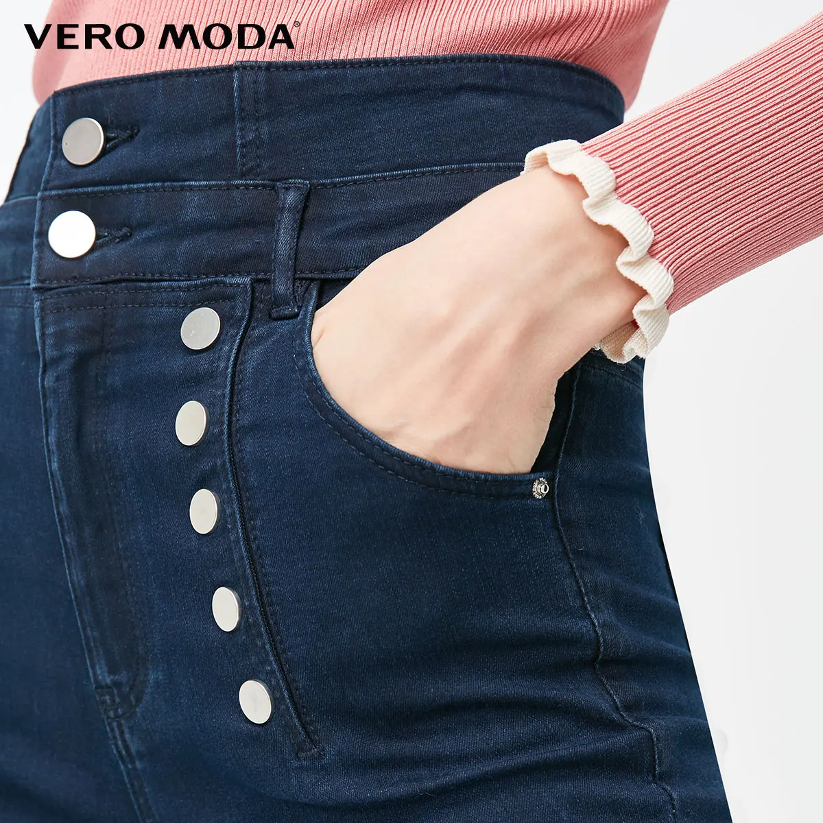 Vero Moda новые женские двубортные джинсы с высокой талией | 318349560
