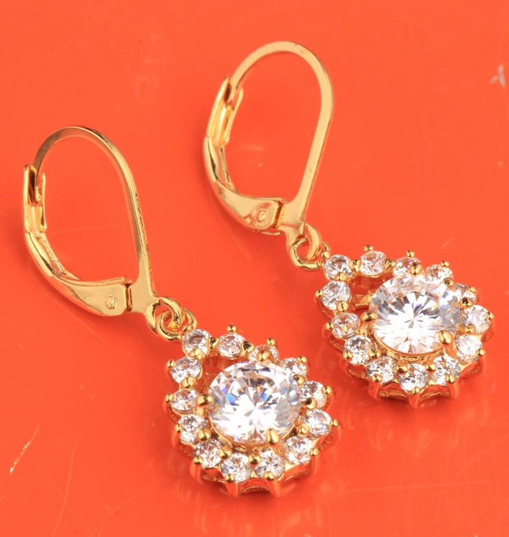 Красота только 3 шт. белый кубический цирконий золото заполнено падение Длинные