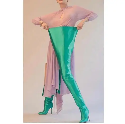 

Women High Waist Boots Pointed Toe Gladiator Crotch Extreme Long Boots Celebrity Female over the knee boots