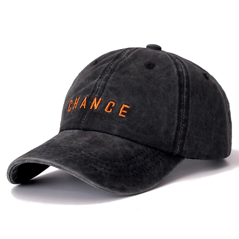 Black Новая модная бейсболка с вышитыми буквами CHANCE, высококачественная повседневная шапка мужская женская Регулируемая винтажная Кепка из стираного хлопка - Цвет: Black