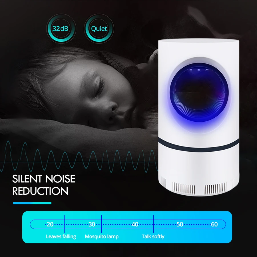 Электрическая Светодиодная лампа ловушка для комаров освещение борьбы с