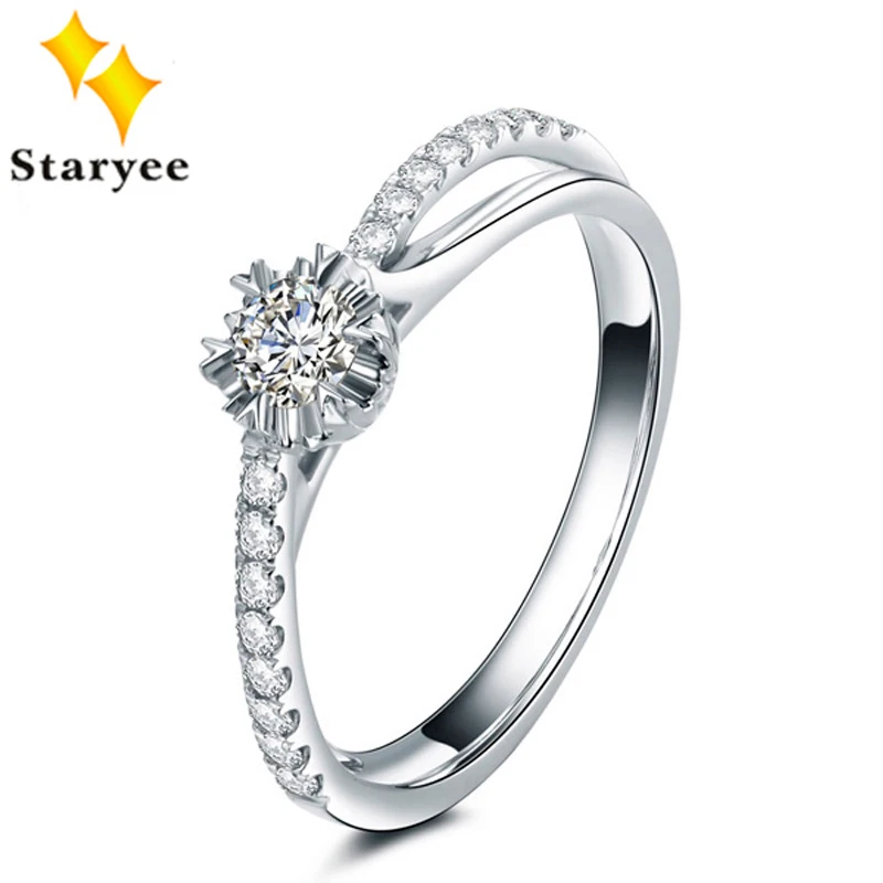 Гарантированное чистое 18K твердое белое золото 0.12CT SI H Алмазные обручальные