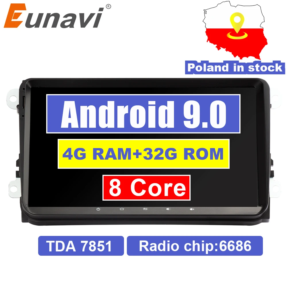 Eunavi 2 din 9 ''Android 0 4G ram Автомагнитола Стерео gps Navi для VW Passat B6 CC Polo GOLF 5 6 Touran Jetta Tiguan