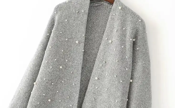 Women's Beading knitting Cardigan Studded Sweater Fall New Long Style Pure Color Loose Large Size Casual Outside CH341 |
