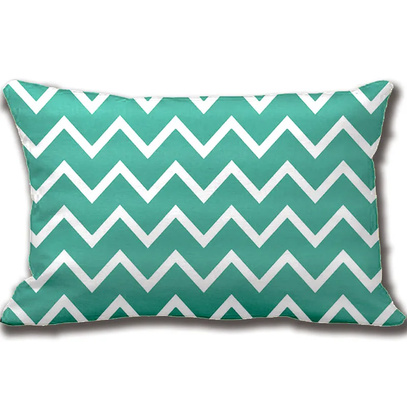 Бирюзовый зигзагообразный декоративный чехол для диванной подушки