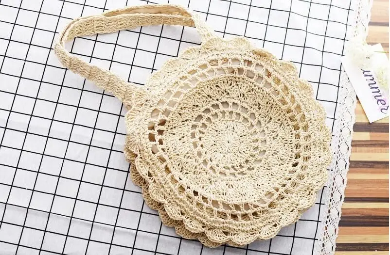Женские сумки, Соломенная Сумка, женская летняя сумка из ротанга, ручная работа, тканая пляжная круглая богемная Сумка, Новинка