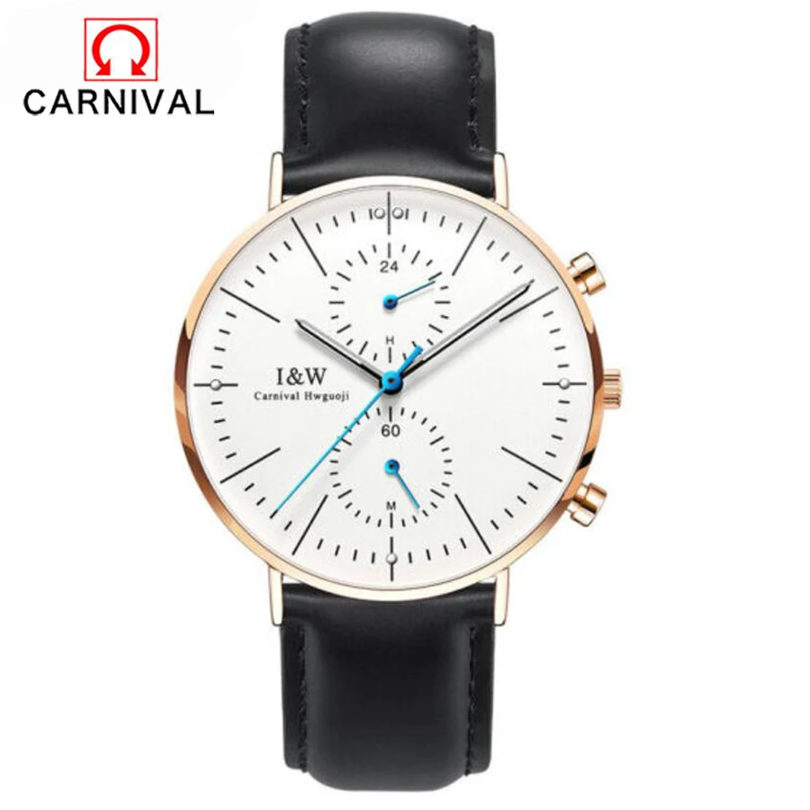 Multiple Time Zone Ultra Thin Simple Nordic Design Watch Men Sapphire Genuine Leather Waterproof Mens Watches Top Brand Luxury