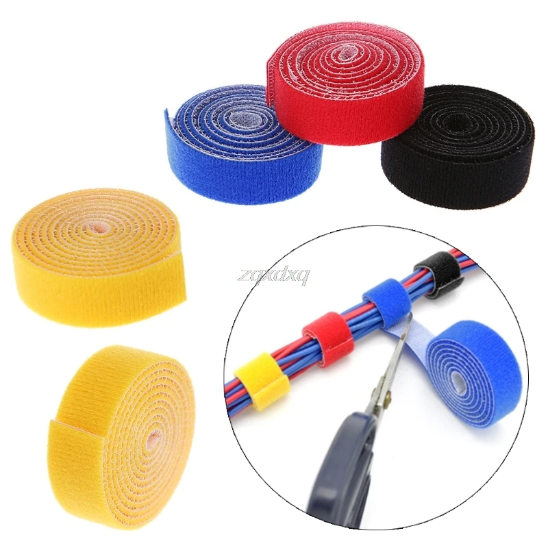 Nylon Cable Manager Winder Cords Mark Colorful Ties Label Belting Ribbon Wire 1M Hook Loop Magic Tape Whosale&ampDropship | Электроника