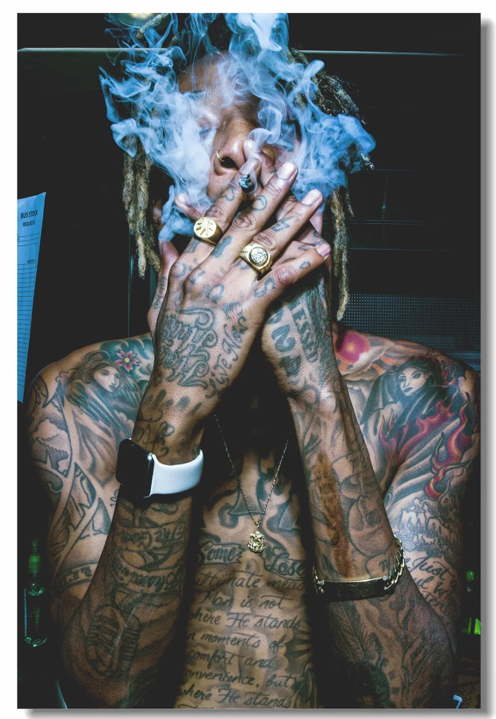 Custom Canvas Wall Mural Wiz Khalifa Poster Painting Wallpaper Rap Singer Rapper Stickers Dining Room Decals #2098# | Дом и сад