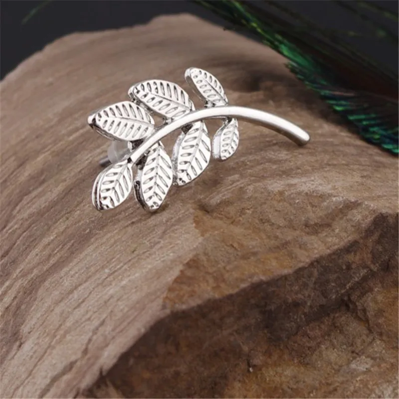 Мода 2017 г. листьев Форма Серьги гвоздики желтый/цвет серебристый Золотой для Для