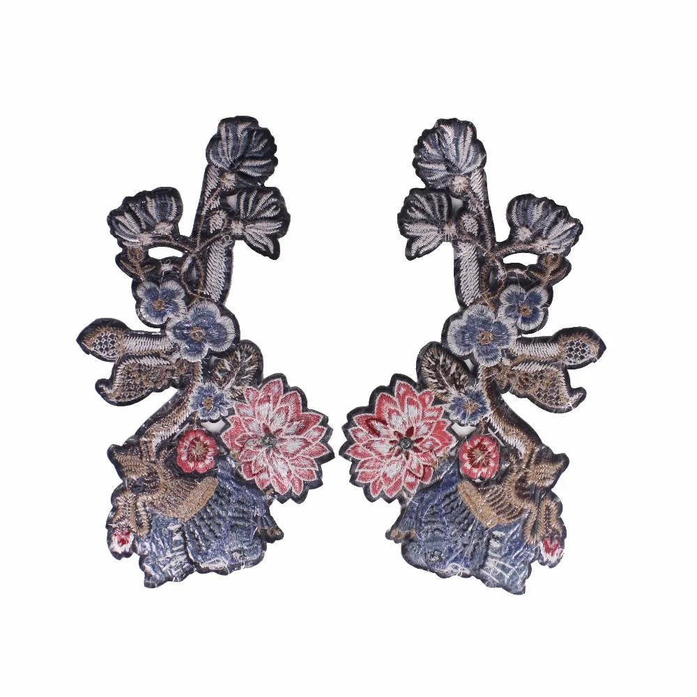 10 пар цветочные птицы железные кружевные нашивки аппликации вышивка тиснение